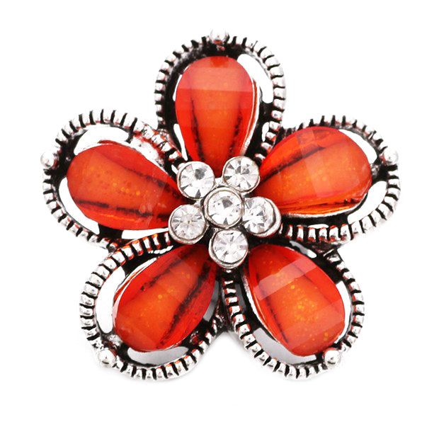 "Blooming Elegance: Petal Flower Snap Button with Rhinestone Center"- 18MM Snap Button