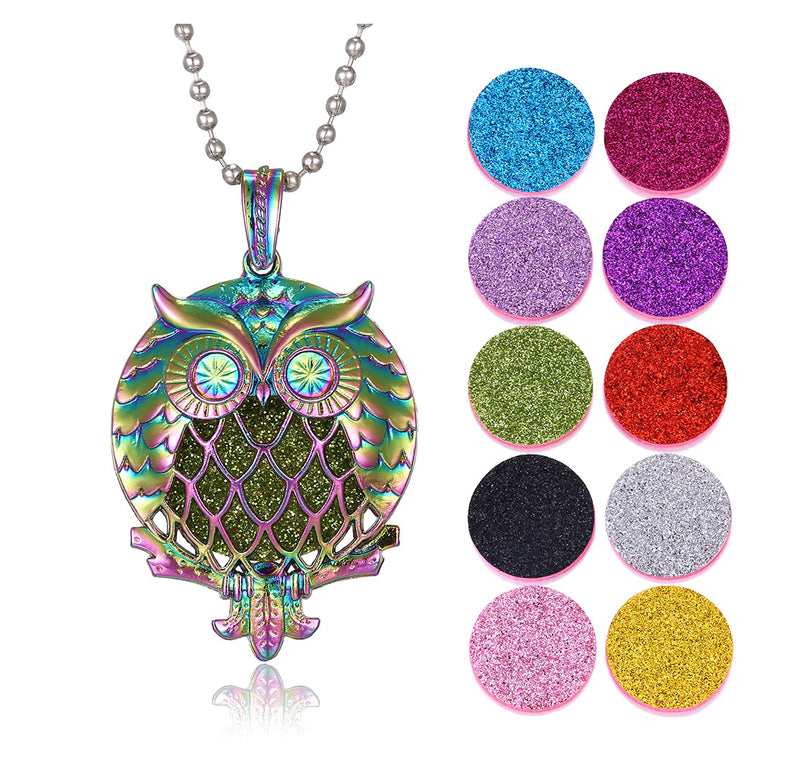 Beautiful Owl Aromatherapy Essential Oil Diffuser Locket Necklace