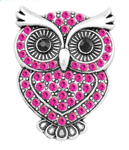 "Majestic Whispers: Vintage Owl Snap Button with Rhinestones"-18MM