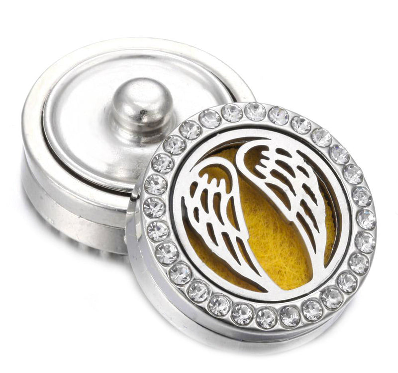 ANGEL WINGS Aromatherapy/Essential Oil Snap Button-Fits 18mm Snap Button